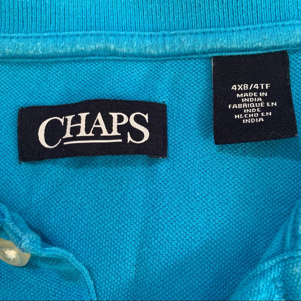 Chaps Blue White Striped Polo Short Sleeve - Picture 6 of 6